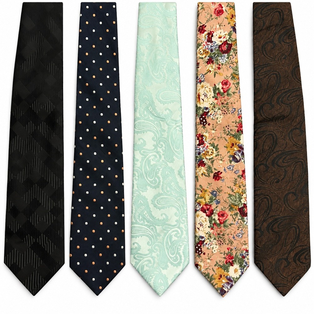 VTG Retro Necktie Lot Men OS Multicolored Excellent Paisley Floral Polka Dot
